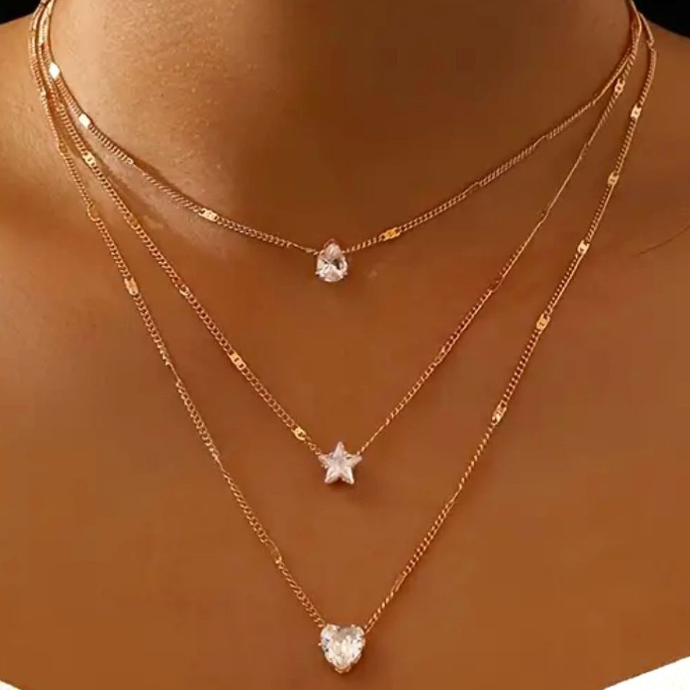 🌺 🌺 🌺 Heart & Star Charm Necklace